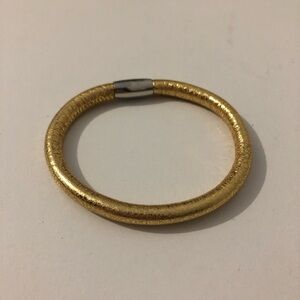 Brighton Metallic Gold Leather Bracelet With Magnetic Clasp